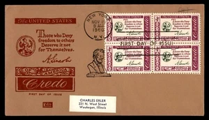 Mayfairstamps US FDC 1960 American Credo Block Abe Lincoln First Day Cover aas_1 - Picture 1 of 2