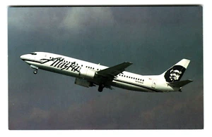 Postcard Aircraft Alaska Airlines Boeing B-737-4Q8 Airplane Jet Aerial - Picture 1 of 2
