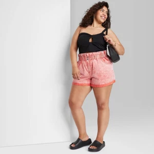Women's High-Rise Pull-On Paperbag Shorts - Wild Fable™ Dark Orange - Picture 1 of 2
