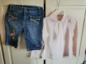 Girls Guess jeans 18 M and chicco t shirt 18 -24 M House of Fraser excellent con - Picture 1 of 4