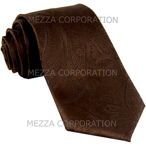 New Vesuvio Napoli polyester Men's necktie paisley wedding formal prom Brown - Picture 1 of 2