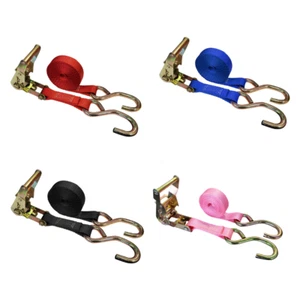 USA Heavy Duty Utility 1" Ratchet Tie Down Strap w/ S Hook for Boat Motorcycle - Picture 1 of 34