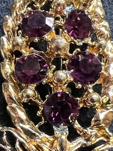 AMETHYST SET LEAF SHAPE GOLD TONE BROOCH - Bild 1 von 4