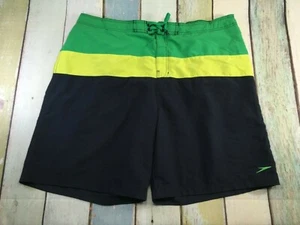 Speedo MENS XXL Cargo Board Shorts 2 POCKETS Swim Trunks GREEN / YELLOW / BLUE  - Picture 1 of 5
