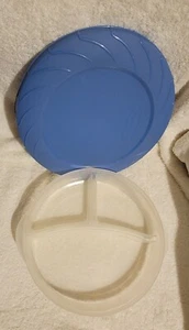 Rubbermaid Servierschoner #14 Rund Geteilt Lebensmittel Aufbewahrung Behälter Blau Deckel #556B - Bild 1 von 4