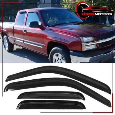 Se adapta a 99-06 Chevy Silverado GMC Sierra cabina extendida ventana viseras deflector 4 piezas Foto 1 de 4