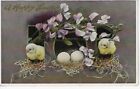 Postcard Tuck No E3647 A Happy Easter Two Chicks Two Eggs Flower