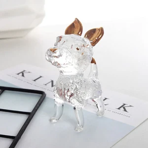 Estatuilla de cristal perro pintura de colección en oro vidrio adorno animal decoración del hogar - Imagen 1 de 6