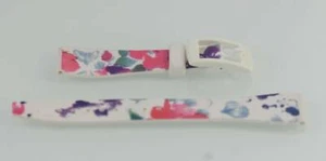 Cinturino Per Orologio Da Donna Bianco Multicolore In Plastica Sostitutivo 18 Mm - Foto 1 di 2