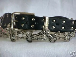 BIKER ROCKABILLY BELT with motorcycle metal chain studs - Picture 1 of 1