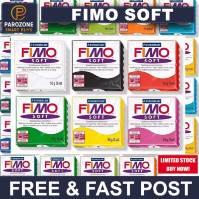 Fimo Soft Oven Hardening BakePolymer Modelling Clay 12 x 57g Multicolour Blocks - Image 1 of 2