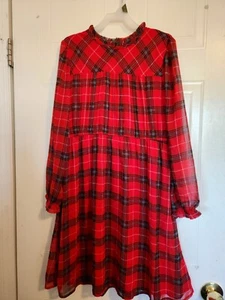 New Girls Wonder Nation Peasant Dress size XL 14-16 Red plaid lined A462 - Picture 1 of 7