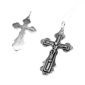 Kettenanhänger Jesus Kreuz 925 Silber Orthodoxe Anhänger Glaubenssymbol K74 - Bild 1 von 2