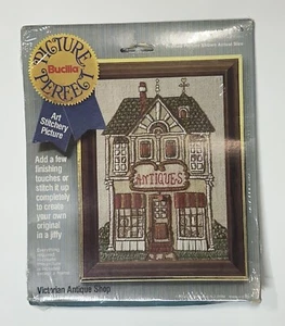 Vtg Bucilla Picture Perfect Art Stitchery Victorian Antique Shop Kit 5”x7” New - Picture 1 of 7