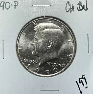 1990-P KENNEDY HALF DOLLAR ~ CH/BU ~BEAUTIFUL COIN~ - Picture 1 of 2