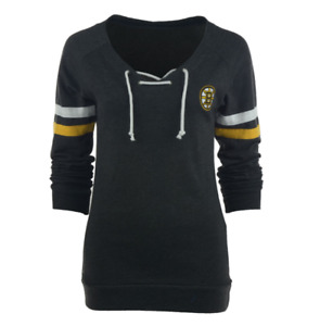 NWT Antigua Womens Boston Bruins Foxy Lace Up Long Sleeve Shirt Sweatshirt SMALL