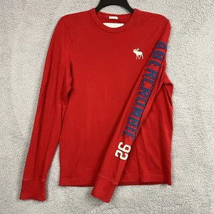 Abercrombie Fitch Muscle T Shirt Mens Large Sleeve Spellout 92 Patch Moose Logo - Picture 1 of 24