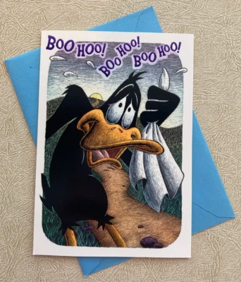 Vintage Daffy Duck Dramatic Funny Missing You Greeting Card 1998 Looney Tunes - Image 1 of 3