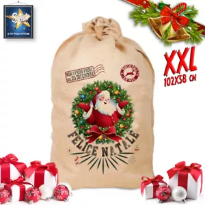 SACCO DI NATALE IN JUTA XXL SACCO BABBO NATALE IDEA REGALO 102 cm X 58 cm!!!! - Foto 1 di 2