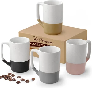 Large Ceramic Coffee Mug Set of 4, 16 Oz Tea Cups with Handle, Porcelain Mug for - Picture 1 of 12