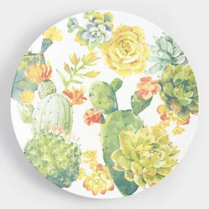 Southwestern Desert Cactus Succulents Melamine 19" Round Serving Platter - Picture 1 of 2
