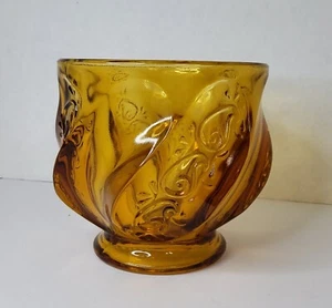 Vintage Fenton Glass Amber Paisley Swirl Candy Dish Bowl Jar - Picture 1 of 9