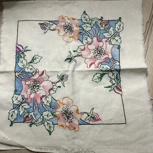 Vintage Unfinished Linen Throw Pillow Project Embroidered - Picture 1 of 9