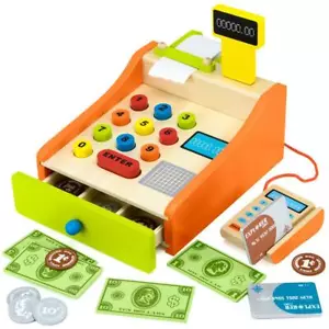 Change & Charge Cash Register Kids Wooden Money Toy by Imagination Generation - Picture 1 of 6