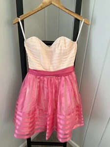 Betsey Johnson Vintage Size 4 Pink & Cream Corset Dress - Picture 1 of 7