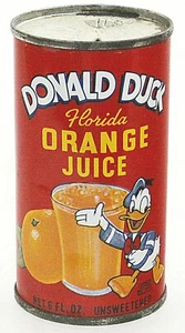 Vintage Orange Juice Can 1970s Retro Donald Duck 6 Fl Oz USA Lake Wales FL - Picture 1 of 5