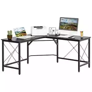 HOMCOM Corner Gaming Desk L-Shape Computer PC Workstation Home Office Three - Picture 1 of 11