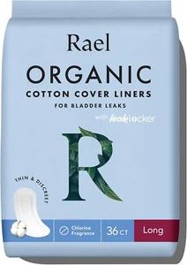 Rael Incontinence Liners for Women Organic Cotton Regular Absorbency Long 36 Ct - Picture 1 of 5