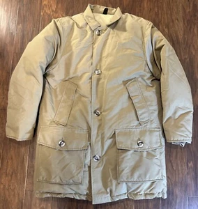 Vintage Woolrich Sz M Tan Goose Down Parka Jacket Coat - Picture 1 of 11