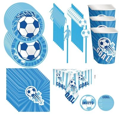 Tema Calcio Stoviglie per Feste 145 Pezzi per 24 Invitati Compleanno Calcio - Immagine 1 di 3