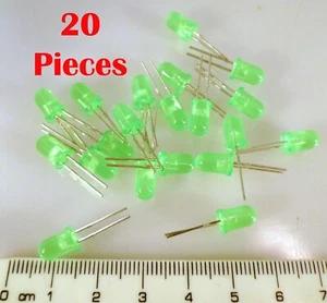 Ligitech LG3330/A-PF 2.54 Pitch Round 5mm Green LED 20 Pieces OM0659F - Picture 1 of 3