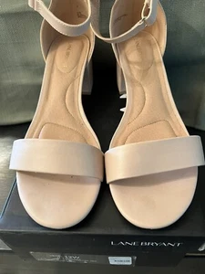 Lane Bryant Dream Cloud Ankle Tan Strap Block-Heel - Size 12W - Picture 1 of 8