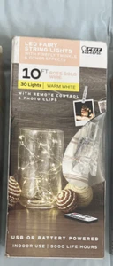 Feit Elec. 30-Light 10 ft. Indoor LED Rose Gold Wire Warm WhiteUSB/BATTERY - Picture 1 of 5