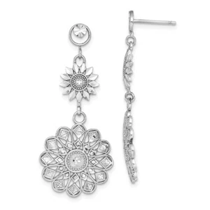 14K White Gold Sunflower Style Double Drop and Dangle Earrings 3.55g for Mom - Picture 1 of 4