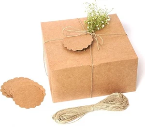 Kraft Gift Boxes 20 Pack 8x8x4 Inches, Thick Kraft Paper Boxes with Lids, Tag... - Picture 1 of 7