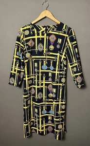 Vestido para mujer J. McLaughlin grande azul marino dorado ecuestre tela Catalina Sophia - Imagen 1 de 11
