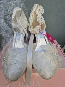 JIAJIA Women's Bridal,Closed Toe 3.9" Stiletto Heel Lace Satin SIZE 8 EU 42 - Picture 1 of 7
