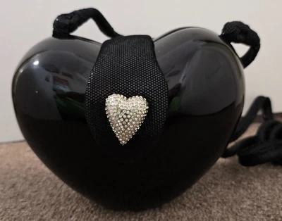Vintage Timmy Woods Heart Black Bag Swarovski Crystals NOS - Image 1 of 4