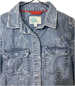 Boy’s Boden Denim Button Up Shirt With Stars Size 9-10 - Picture 1 of 7