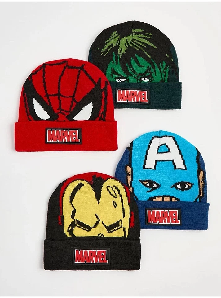 Marvel Avengers Beanie Hats 4 Pack by George Age 8 - 12 Years - Image 1 of 3