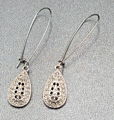 Brincos perfurados arma metal cinza strass lágrima brilhante! 2,25 pol - Imagem 1 de 4