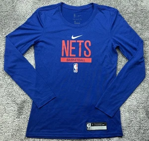 Brooklyn Nets Shirt Womens Small Blue Long Sleeve NBA Basketball Nike Dri Fit - Picture 1 of 18
