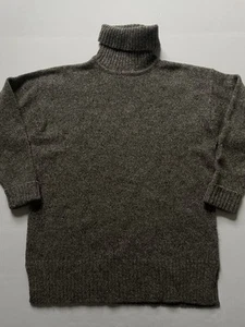 Vtg Express Tricots Sweater Womens M Brown Chunky 100% Wool Turtleneck Flecked - Picture 1 of 8