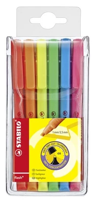 Textmarker - STABILO flash - 6er Pack - mit 6 verschiedenen Farben,  - Bild 1 von 4