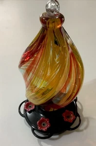 Ice Cream Shaped Spiral Hummingbird Feeder for Outdoors Hanging, Hand Blown G... - Picture 1 of 4
