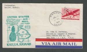 1949 1st Maui Airmail Flight To Upolu Point Kailua - Picture 1 of 1